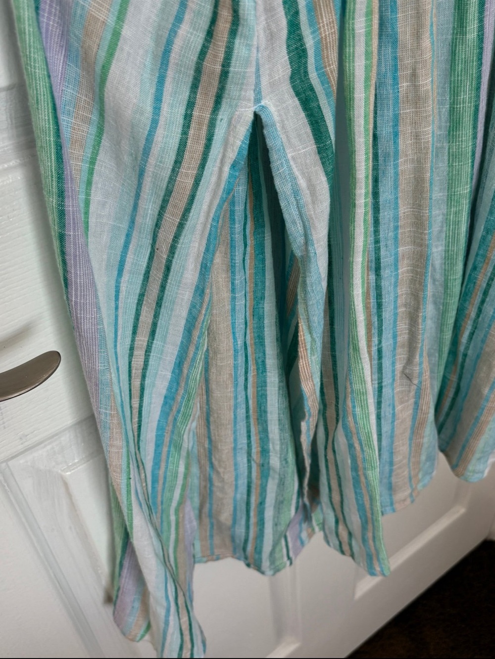 Striped Mint & White Tie-Shoulder Maxi Dress size L - Picture 6 of 13